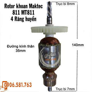 (Hàng DCA) Rotor khoan Maktec MT811 4 Răng Thân 35mm Dài 140mm 220V  - Tặng chổi than