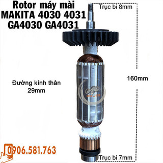 (Hàng DCA) Rotor máy mài MAKITA GA4030 GA4031 M9513B, MT960, Ken 9710 dây đồng 220V - Tặng chổi than