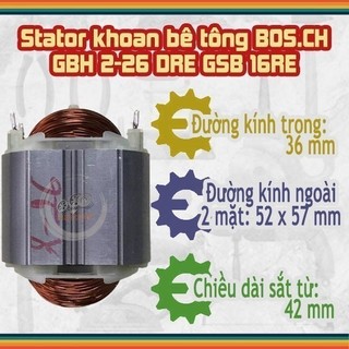 (Hàng DCA) Stator khoan bê tông BOSCH GBH 2-26 DRE, GSB 16 RE 220V