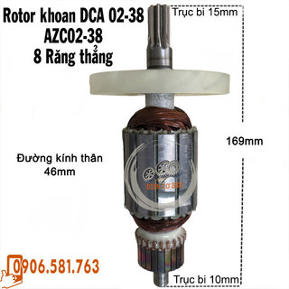 Rotor khoan đục DCA AZC02-38 - Tặng chổi than