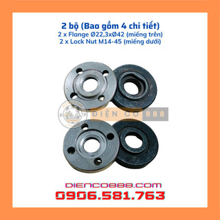 (Combo 2 bộ) tán long đền đồng xu kẹp lưỡi máy mài M14 và M16 (Inner Flange 42 và Lock Nut 14-45)
