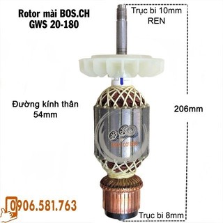 (Hàng DCA) Rotor mài BOSCH GWS 20-180 Thân 54mm Dài 206mm 220V - Tặng chổi than