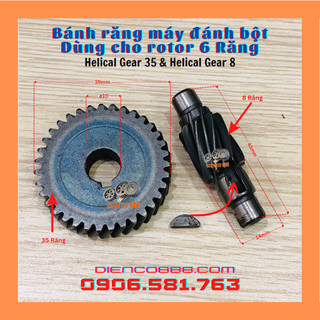 Bộ (2 chi tiết) nhông bánh răng máy đánh bột Kaizen KZ-6162 và TPC 6162 - Dùng với rotor 6 răng