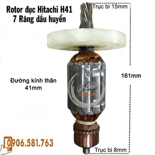 (Hàng DCA) Rotor đục Hitachi H41 7 Răng Thân 41mm Dài 161mm 220V - Tặng chổi than