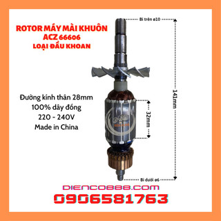 Rotor mài khuôn ACZ 66606 (loại đầu khoan) - Tặng chổi than