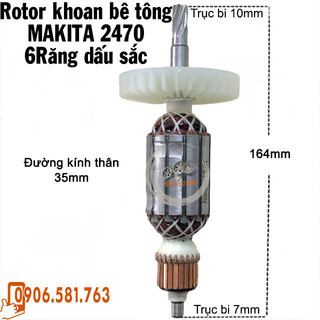 (Hàng DCA) Rotor khoan bê tông MAKITA HR2470 HR2460 dây đồng 220V - Tặng chổi than