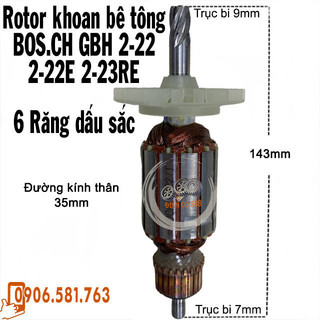 (Hàng DCA) Rotor khoan bê tông BOSCH GBH 2-22, 2-23 220V - Tặng chổi than