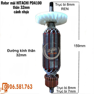 Rotor mài Hitachi thân 32 cánh nhựa - Có 2 loại bi đuôi 7mm hoặc 8mm - Tặng chổi than