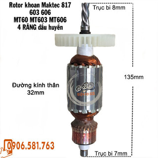 Rotor khoan Makita M0600B, M8103B dây đồng 220V - Tặng chổi than