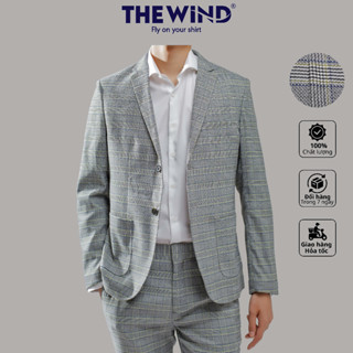 Áo blazer nam THE WIND sọc caro áo vest nam phóng khoáng, thanh lịch dáng ôm BS23011