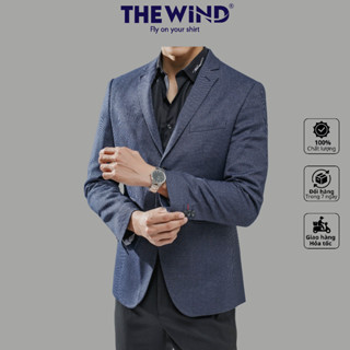 Áo blazer nam THE WIND caro xanh đen áo vest dáng ôm phóng khoáng, thanh lịch form slimfit BS23002
