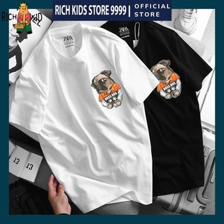 Áo Phông Zara Chó Bull Mặt Xệ Unisex Thun Cotton 4 Chiều .