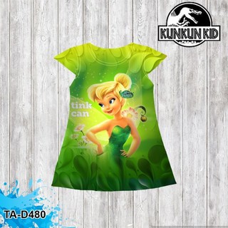 Váy bé gái hình nàng tiên Tinker Bell thun lạnh co giãn 4 chiều size đại từ 10-40kg KunKun D619 cao cấp