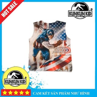 Bộ ba lỗ bé trai in 3D thun lạnh co giãn 4 chiều hình siêu anh hùng captain america size đại từ 10-60kg KunKun BL130