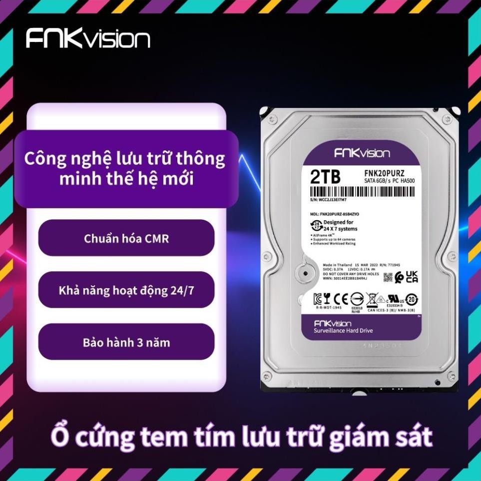 Ổ cứng tem tím chuyên dụng FNKVISION 500G 1T 2T dùng cho thiết bị an ninh - Bảo hành 3 năm