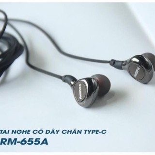 Tai nghe có dây nhét tai Remax RM 655A chui type c nghe nhạc hay -Có BH
