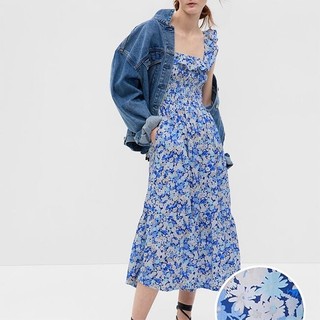 GAP - Đầm Vải Nữ - Ruffle Neck Smock Midi Dress 548488-01
