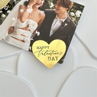 Topper mica Happy Valentine's Day trái tim vàng nhỏ