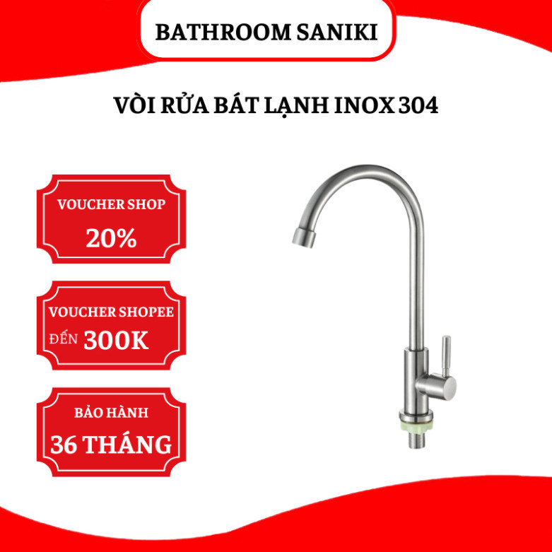 Vòi Rửa Chén 304, Vòi Rửa Chén Cắm Chậu Lạnh, Inox 304, Vòi Rửa Bát 304