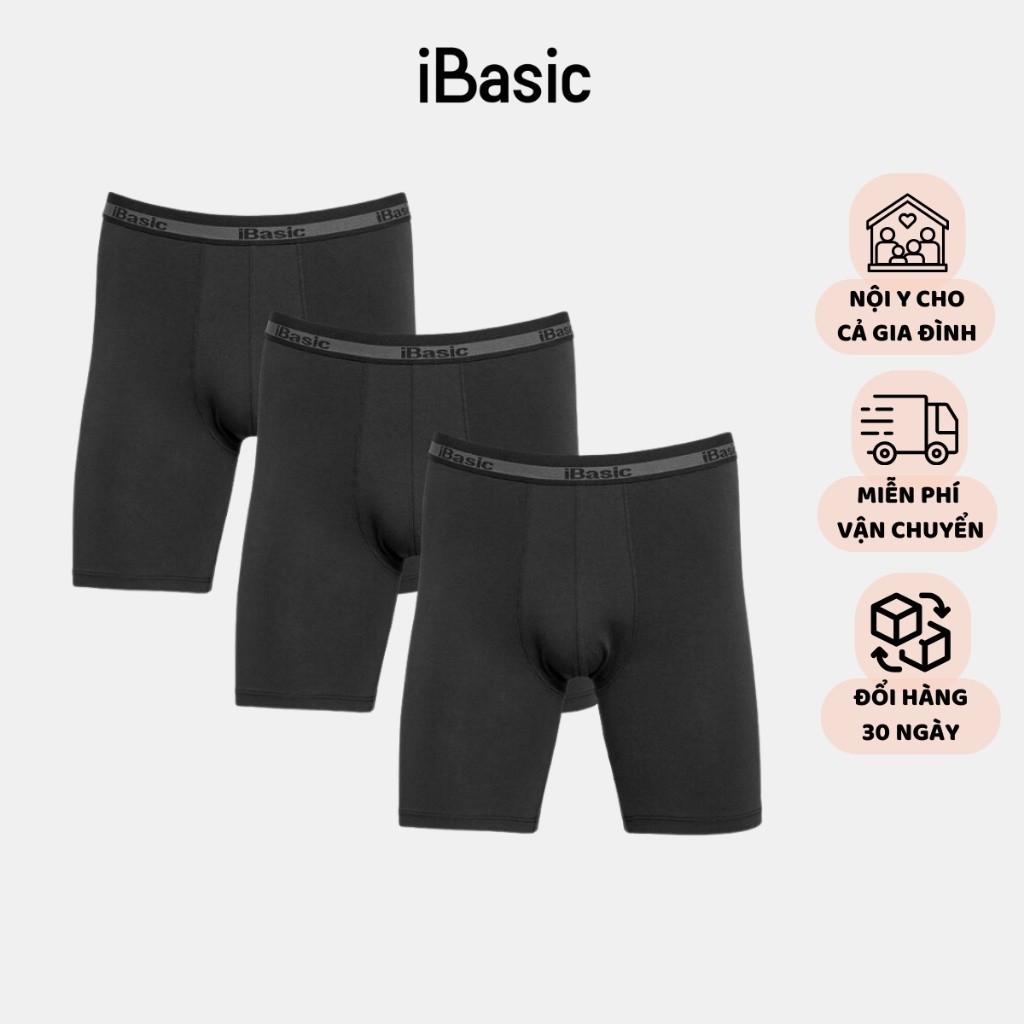 Combo 3 quần lót nam cotton đùi dài iBasic PANM076