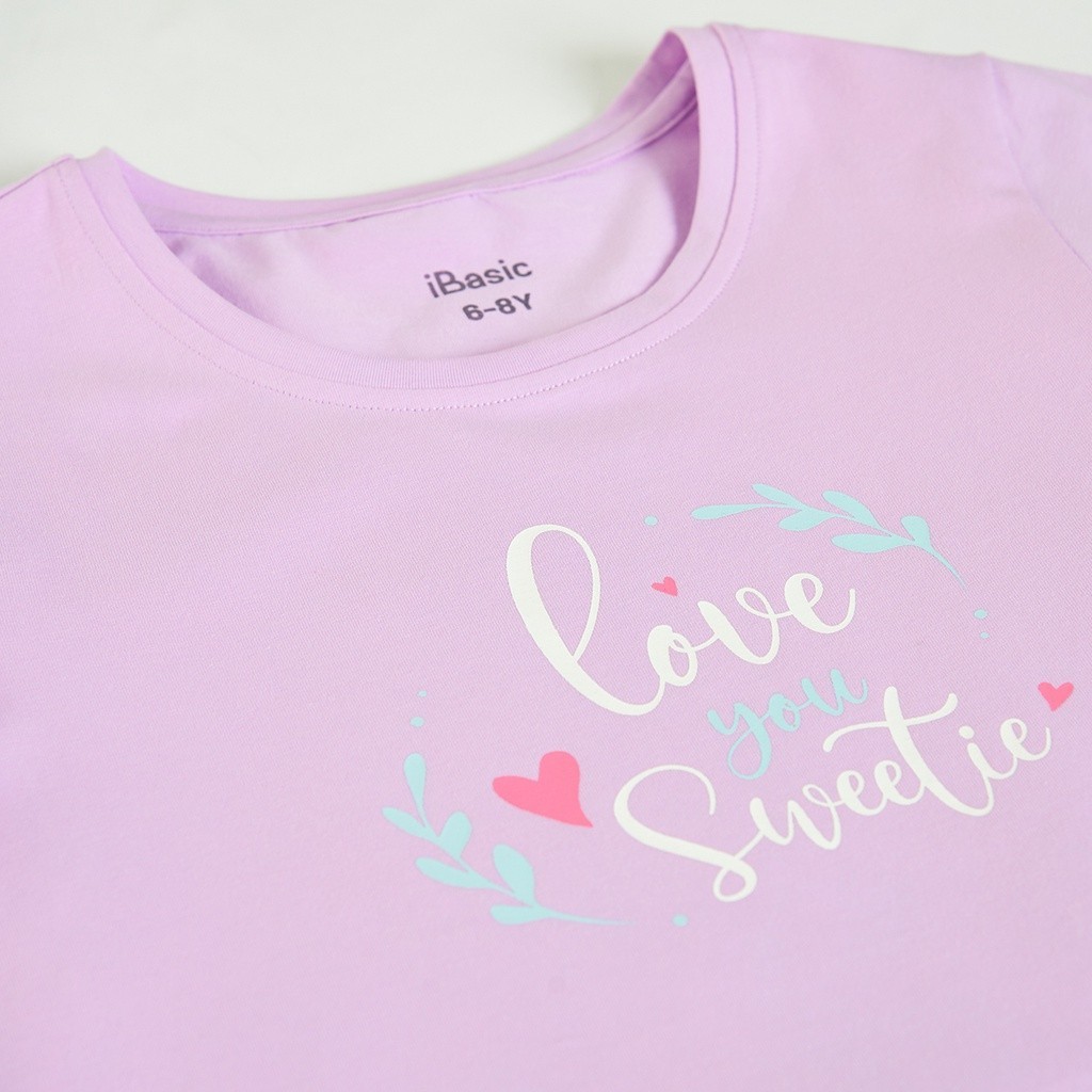 Đầm mặc nhà bé gái tay ngắn thun cotton in hoạ tiết iBasic HOMG007