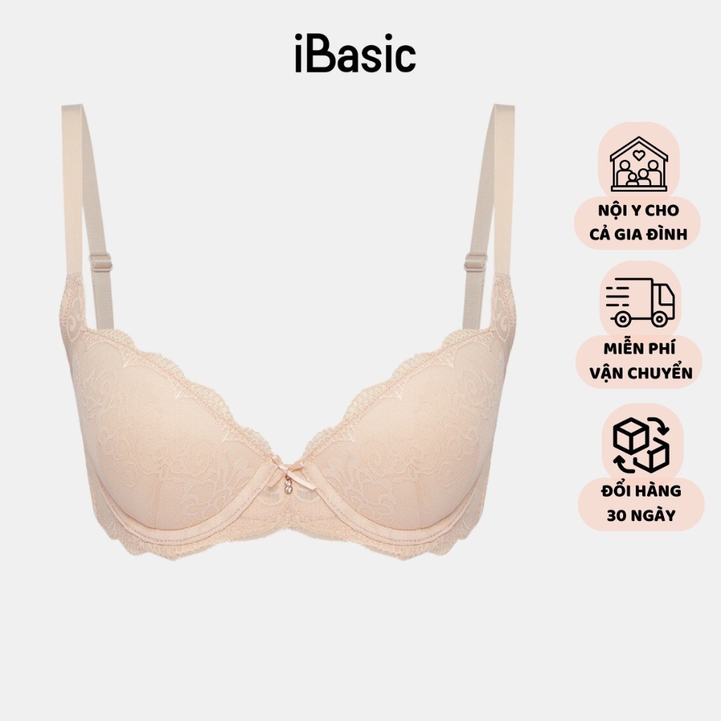 Áo ngực có gọng mút vừa ren Demi iBasic BRAW089