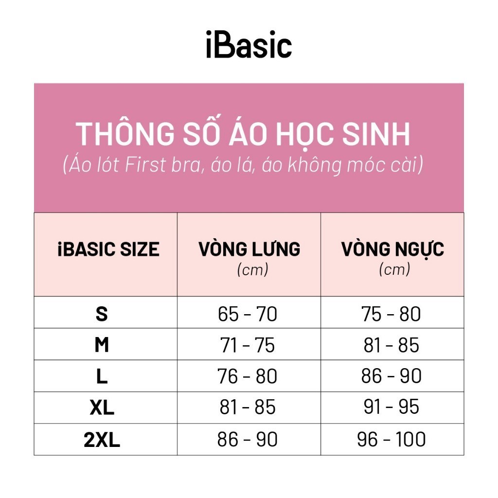 Áo ngực học sinh hai dây viền ren trước ngực iBasic BRAT004