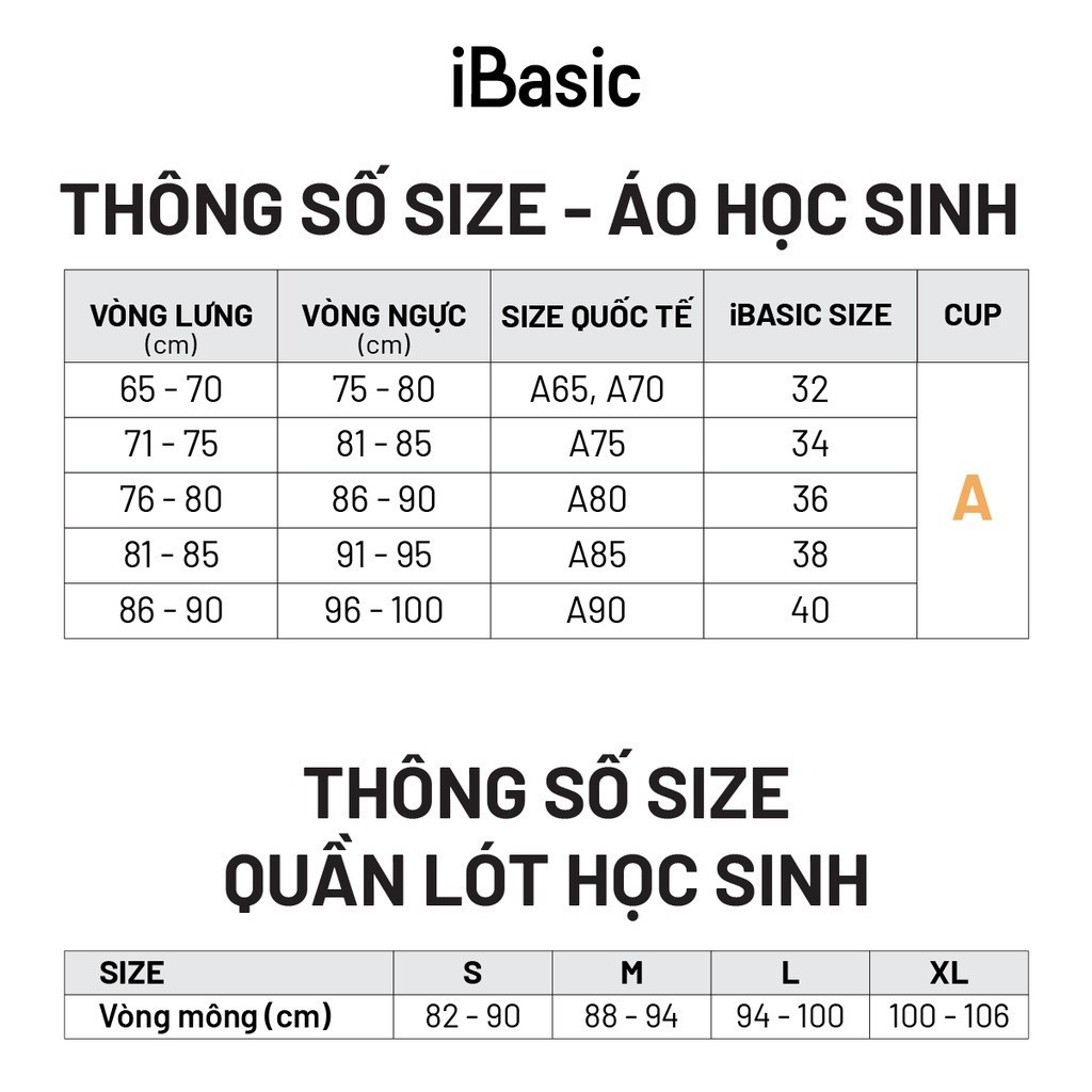 Áo ngực học sinh cotton cài sau iBasic VA107