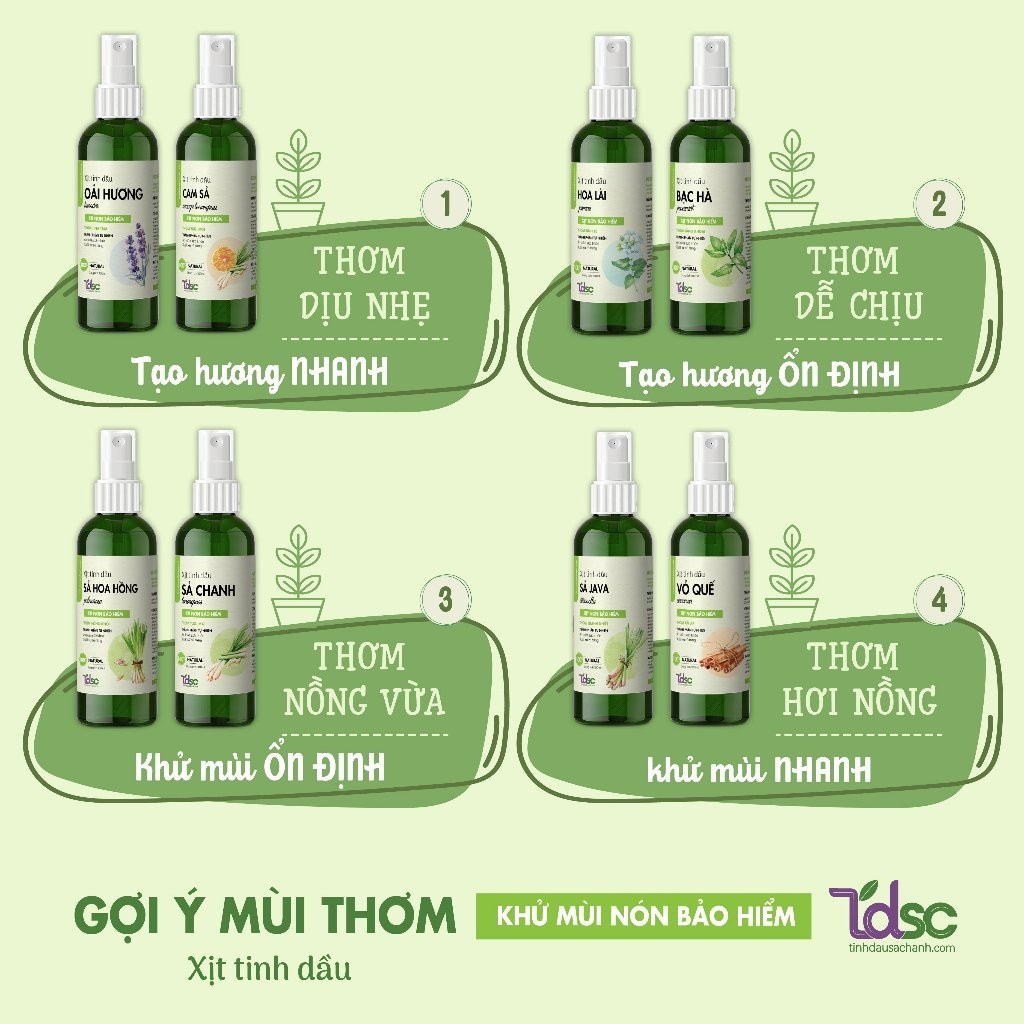Chai Xịt Thơm Vệ Sinh Khử Mùi Ẩm Móc Nón Bảo Hiểm TINHDAUSACHANH 100ml/500ml Dung Dịch Diệt Khuẩn Nấm Da Đầu
