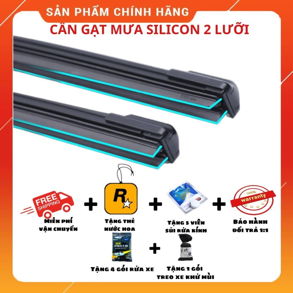 COMBO 2 Cần Gạt Mưa Silicone Lưỡi Kép Thế Hệ Mới