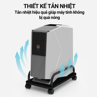 Kệ CPU có bánh xe xoay 360 độ di chuyển dễ dàng, Kệ để cây máy tính có thanh sắt đỡ 2 bên