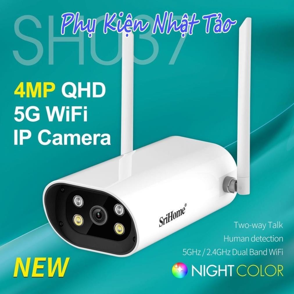 [Hot] Camera Wifi (2.4/5G) Ngoài Trời SriHome SH037 4.0MP QHD 2K 2560P, Màu Ban Đêm