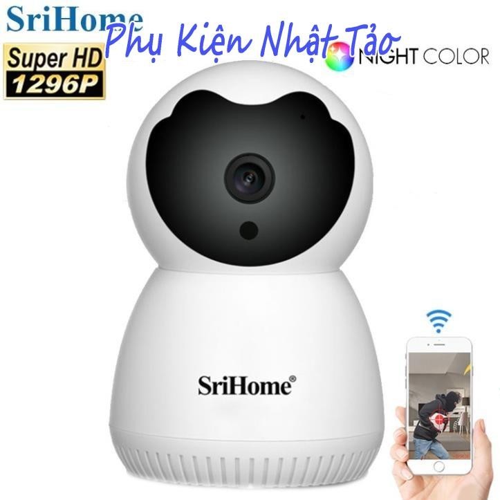 [Hot] Camera Srihome SH-036 3.0MP 1296P Utra HD Màu ban đêm Xoay 360 IP WIFI. Bảo hành 12 Tháng