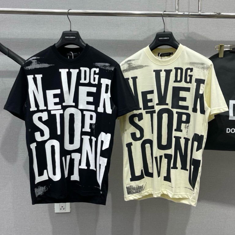 Áo Phông Nam Nữ Premium Cotton In Hoạ Tiết Chữ Dolce Never Stop Loving Phối Loang Trái Tim Lưng Dành