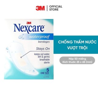 Băng keo cá nhân 3M™ Nexcare™, chống thấm nước, siêu dính, co dãn tốt, 50 miếng, 25x65mm, Giúp bảo vệ các vết thương nhỏ