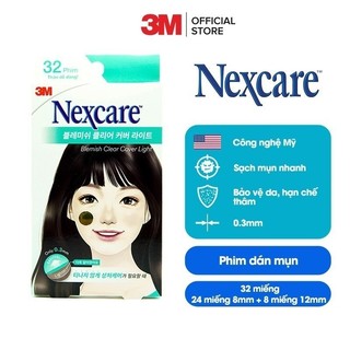 Miếng dán mụn 3M™ Nexcare™ hộp 32 miếng (24 miếng 8mm, 8 miếng 12mm) - Siêu mỏng, không thấm nước BBC LIGHT