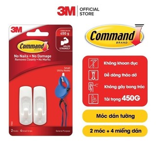 Bộ 2 Móc dán tường 3M™ Command™ chịu lực tối đa 450g tháo cực dễ 17002