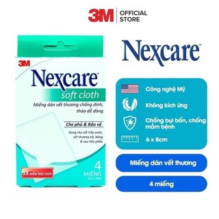 Miếng dán vết thương 3M™ Nexcare™, độ dính cao, tháo dễ dàng, hộp 4 miếng, 6x8cm, Dùng che phủ, bảo vệ vết thương