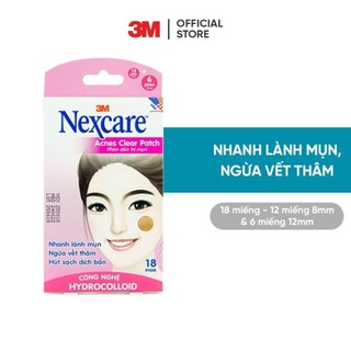 [Quà tặng] Miếng dán mụn 3M™ Nexcare™ hộp 18 miếng (12 miếng 8mm và 6 miếng 12mm) - Siêu mỏng, không thấm nước TA018