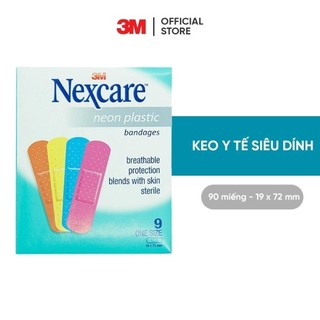 Băng keo cá nhân 3M™ Nexcare™, siêu dính, co dãn tốt, 90 miếng, 19x72mm, màu neon, Giúp bảo vệ các vết thương nhỏ