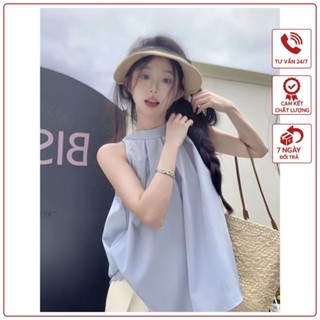 Áo hai dây babydoll ZULY sát nách trơn, Áo yếm bèo xanh dương phong cách Hàn Quốc