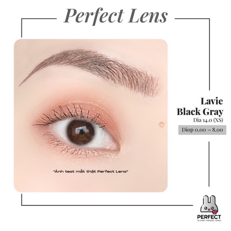 Lens Ảnh Mắt Thật, Black Perfect Lens, dia 14.0, kính áp tròng đen trong không giãn, có độ cận, không viền