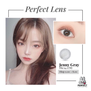 Lens Ảnh Mắt Thật, Jenny Gray Perfect Lens, dia 14.2, kính áp tròng xám tự nhiên giãn vừa , có độ cận, có viền