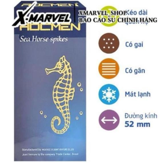Bao Cao Su Gân Gai Tăng Khoái Cảm 10 chiếc Rocmen Brazil Cá ngựa xanh CODOMI