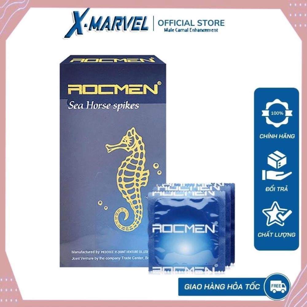 Bao Cao Su Gân Gai Tăng Khoái Cảm 10 chiếc Rocmen Brazil Cá ngựa xanh CODOMI