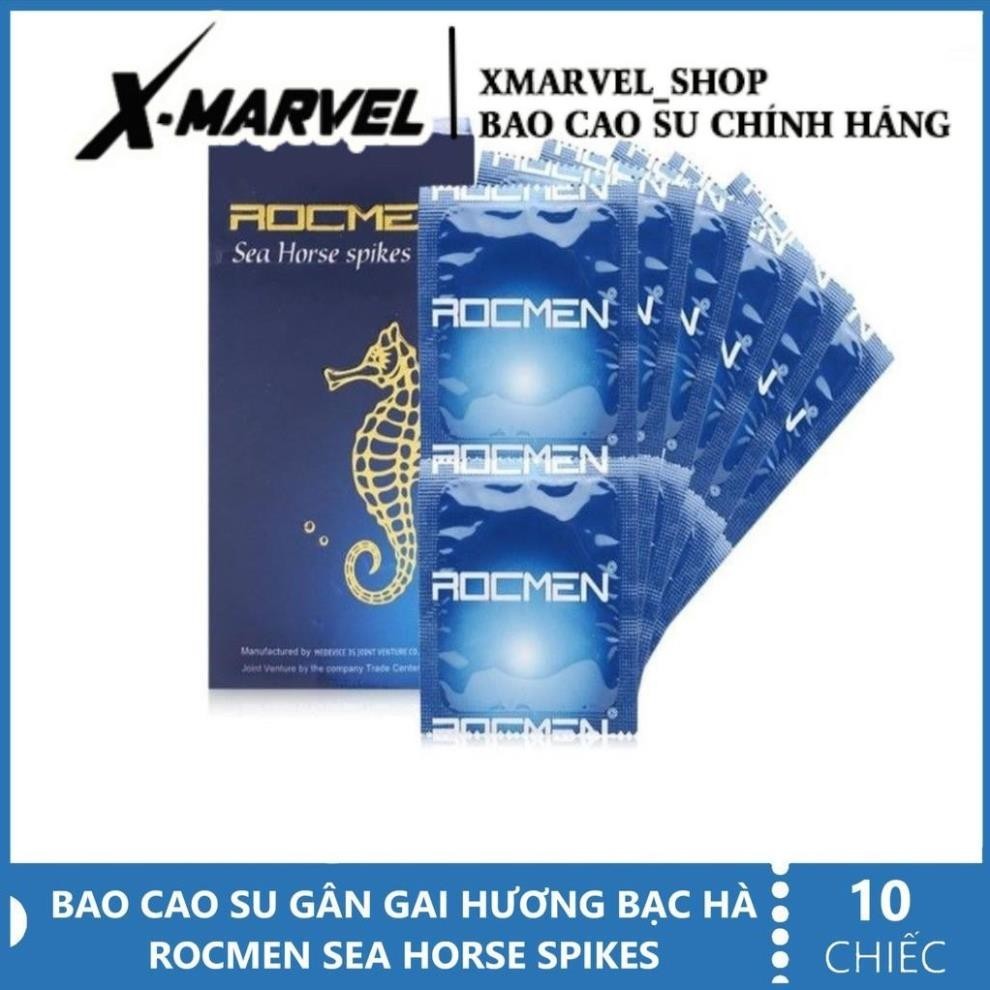Bao Cao Su Gân Gai Tăng Khoái Cảm 10 chiếc Rocmen Brazil Cá ngựa xanh CODOMI