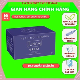 Bao cao su Siêu mỏng JUNCAI 001 Great Hương dâu tây Kéo dài thời gian mát lạnh Hộp 10 bao size 55mm