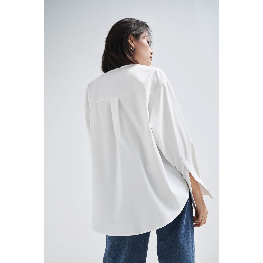 Áo sơ mi trắng nữ GILLEE dáng oversized, sơ mi form rộng vải kate Mỹ thanh lịch FAS291