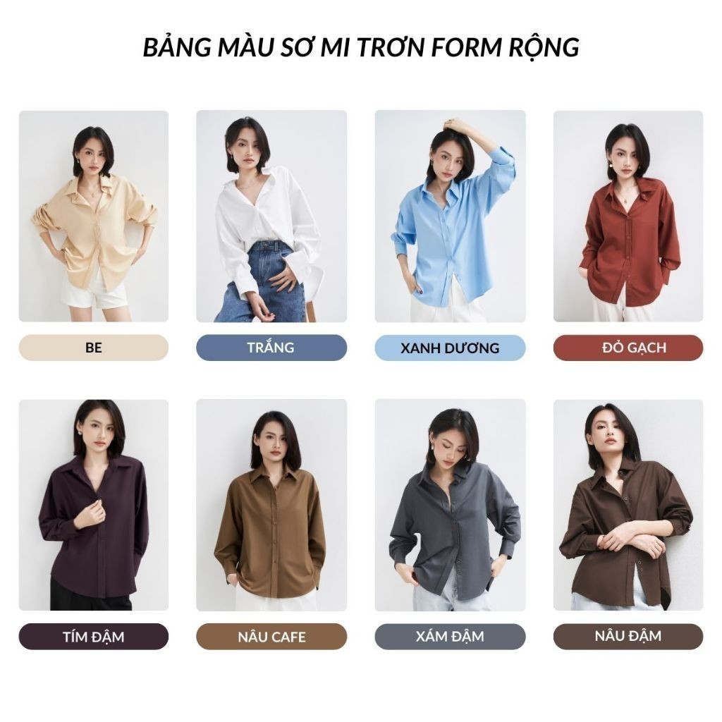 Áo sơ mi nữ dài tay GILLEE dáng oversized, sơ mi form rộng nhiều màu công sở vải kate Mỹ chống nhăn FAS291