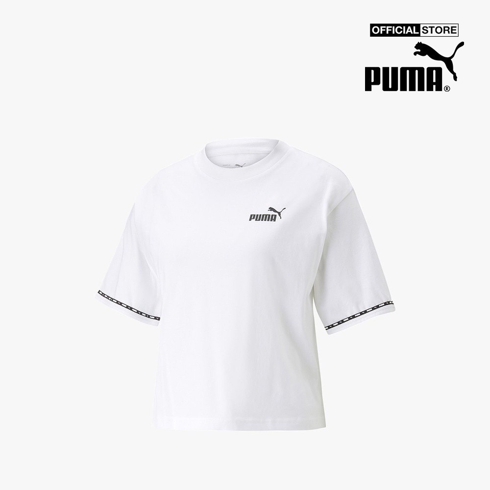 PUMA - Áo thun thể thao nữ cổ tròn tay ngắn POWER Tape 673626-02